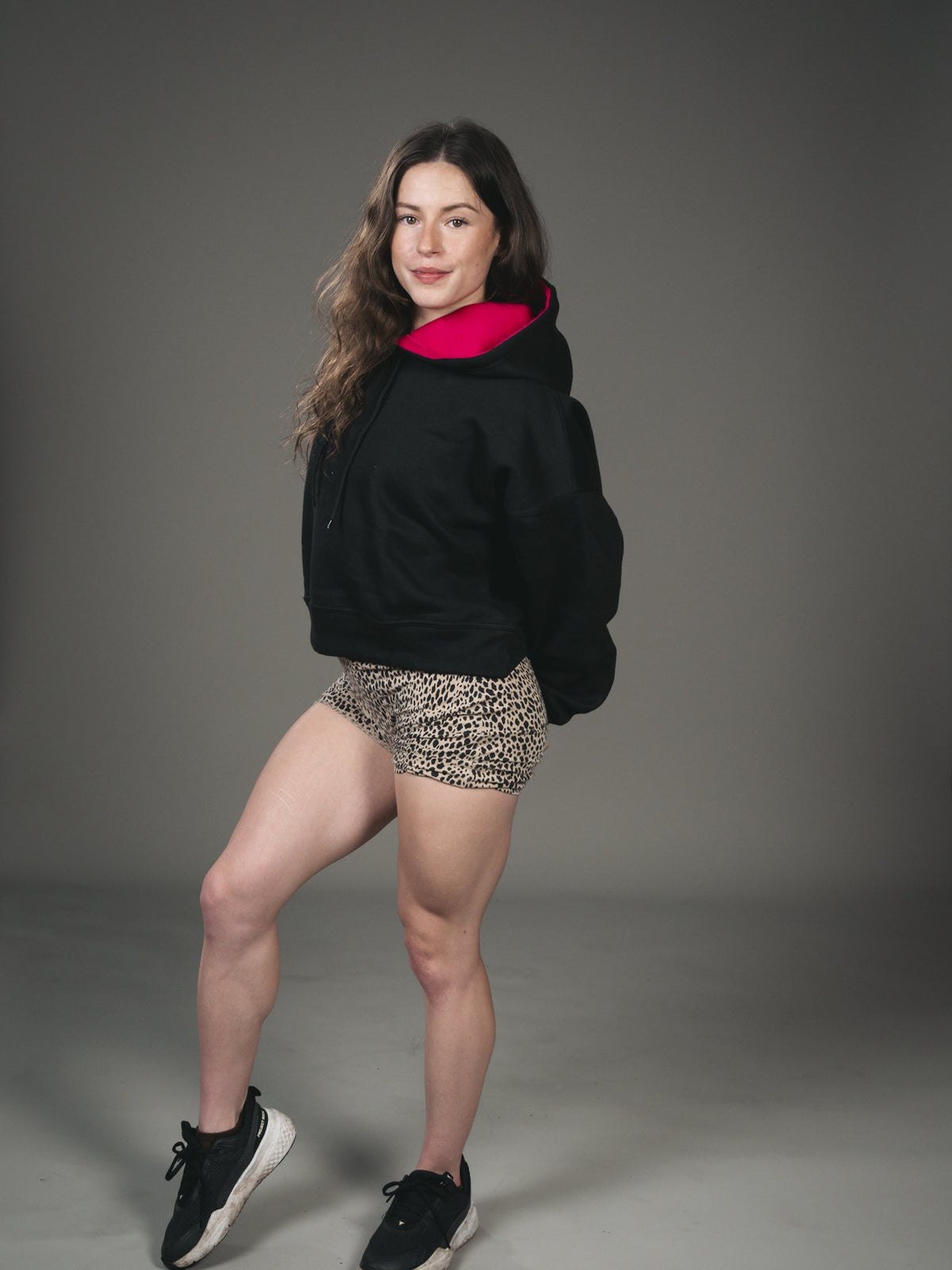 Black/Pink Crop Hoodie (2)