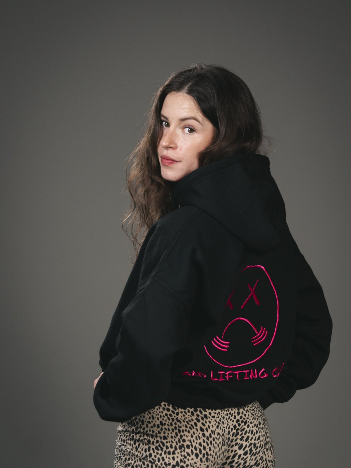 Black/Pink Crop Hoodie (3)