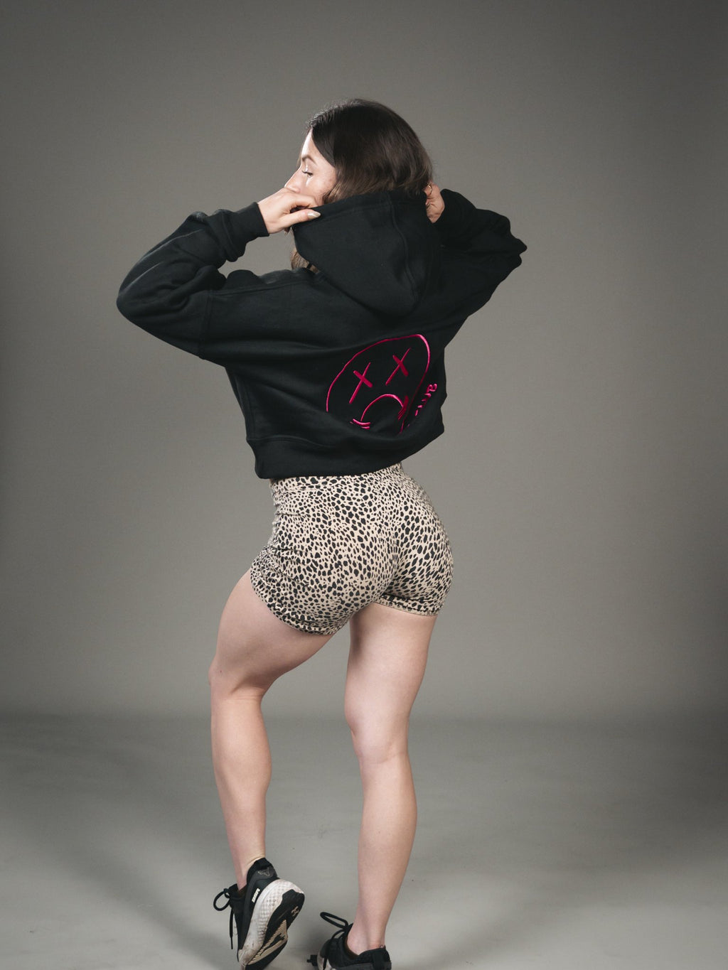 Black/Pink Crop Hoodie (4)