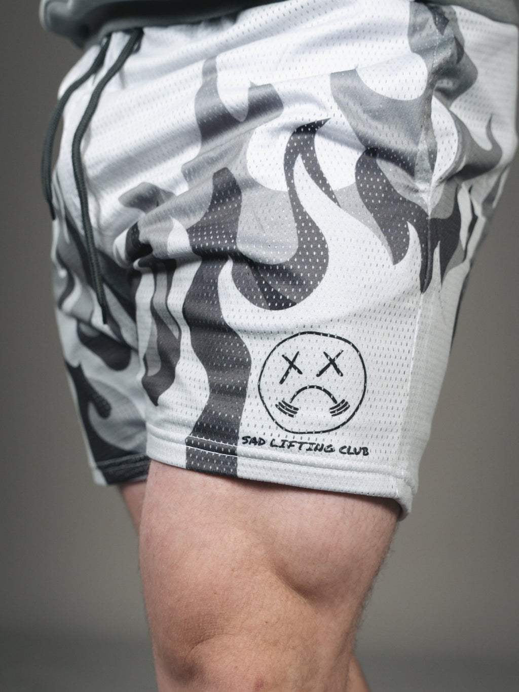 Grey Flame Mesh Shorts (4)